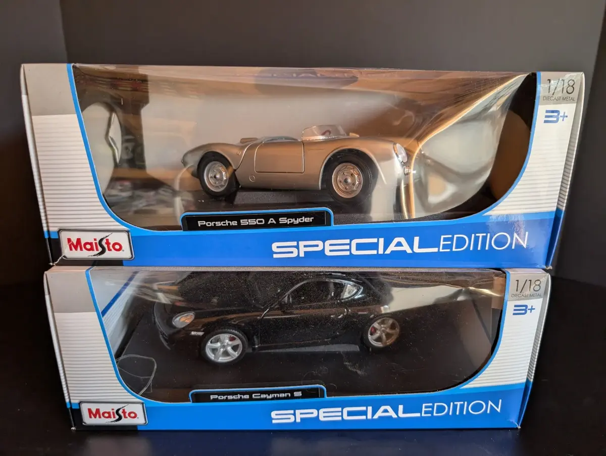 Maisto Special Edition 1:18 Porsche 550 A Spyder & Cayman S Die-Cast Models