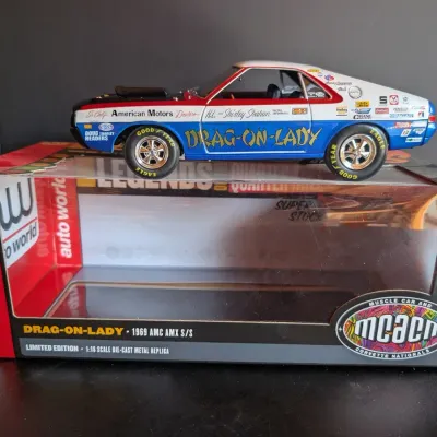 Auto World Drag On Lady 1969 AMC AMX S S 1:18 Die Cast Model