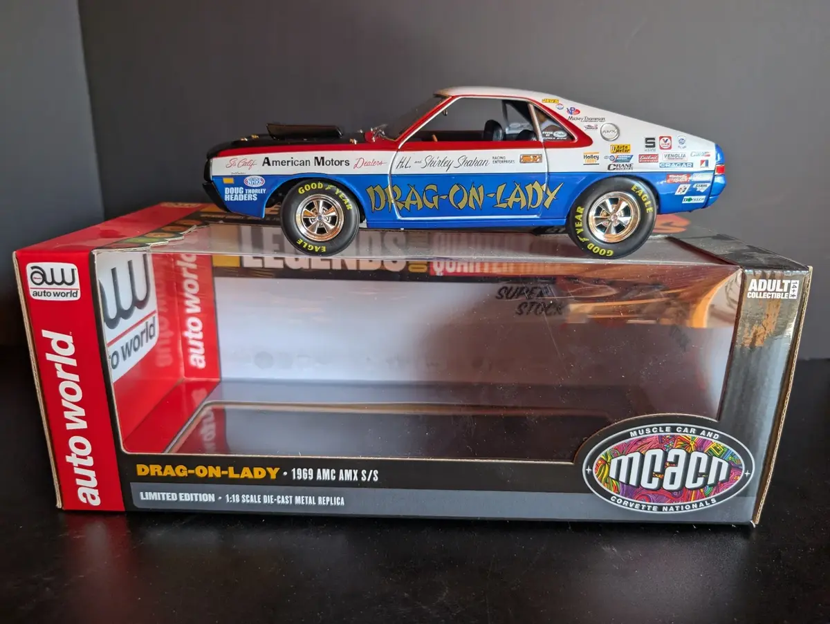 Auto World Drag On Lady 1969 AMC AMX S S 1:18 Die Cast Model