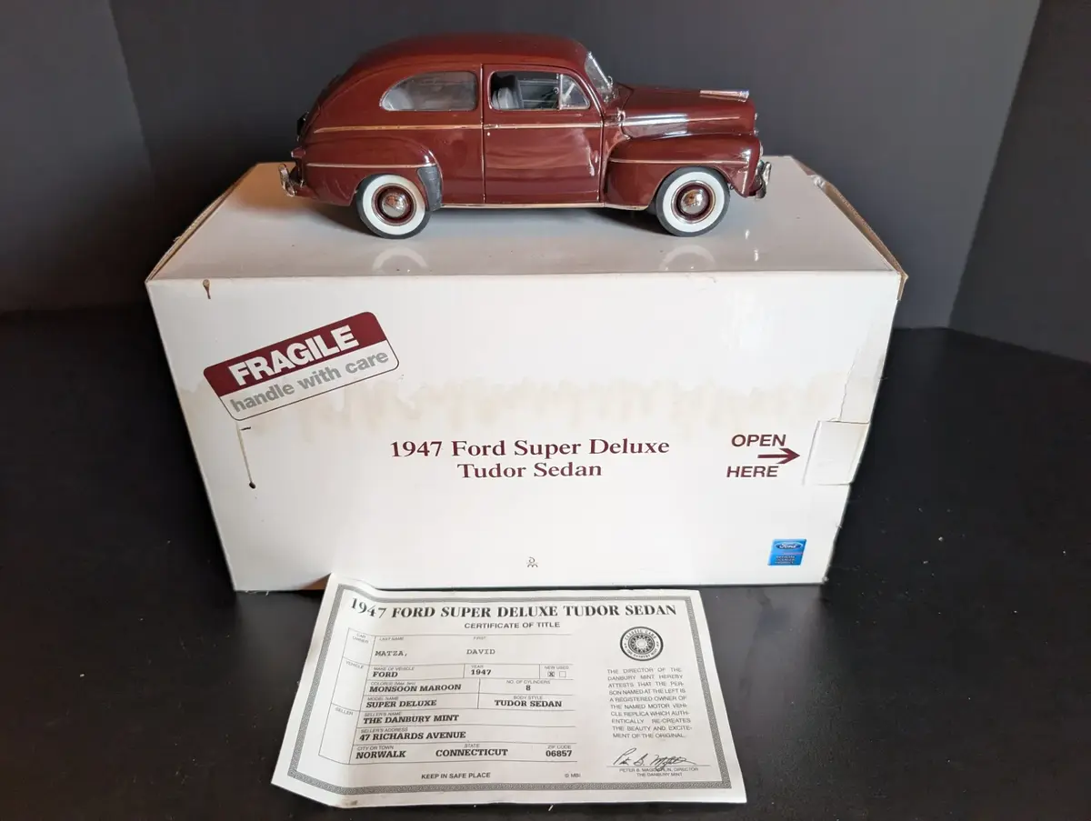 Danbury Mint 1947 Ford Super Deluxe Tudor Sedan Die-Cast Model with Box
