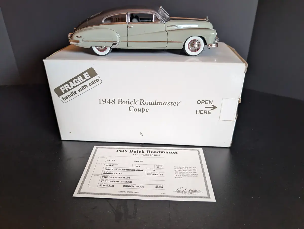 Danbury Mint 1948 Buick Roadmaster Coupe Die-Cast Model with Box & Certificate