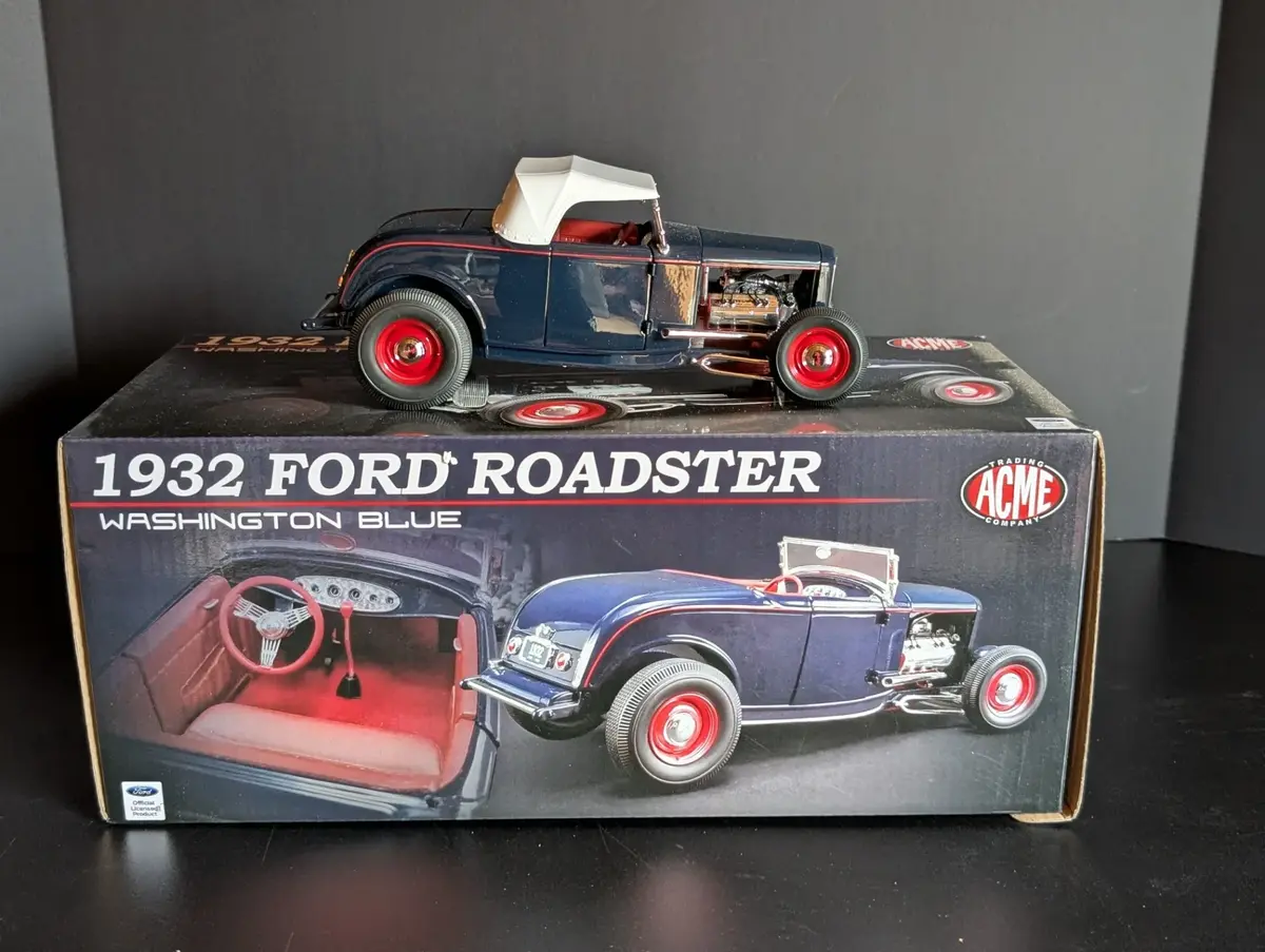 ACME 1932 Ford Roadster Washington Blue Die Cast Model with Box