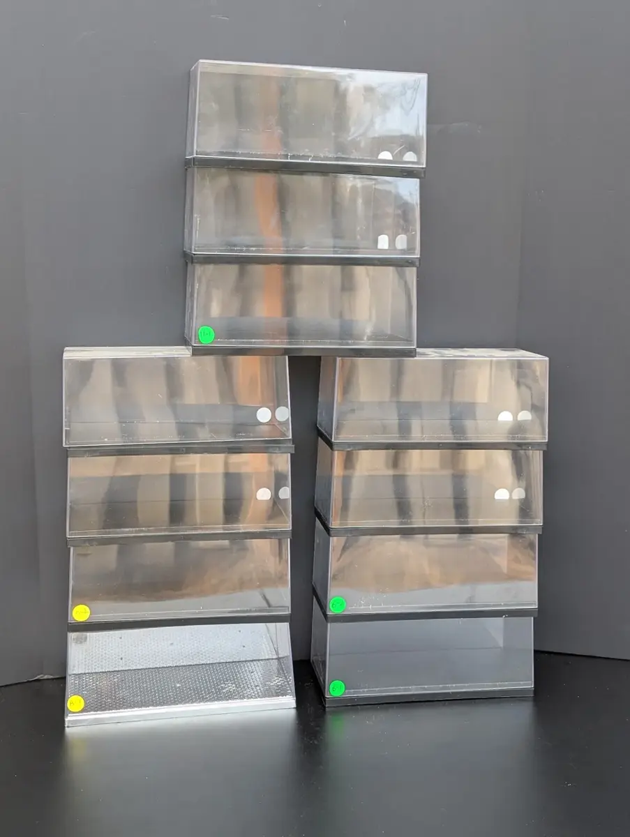 11 Clear Diecast Model Car Display Cases with Black Bases