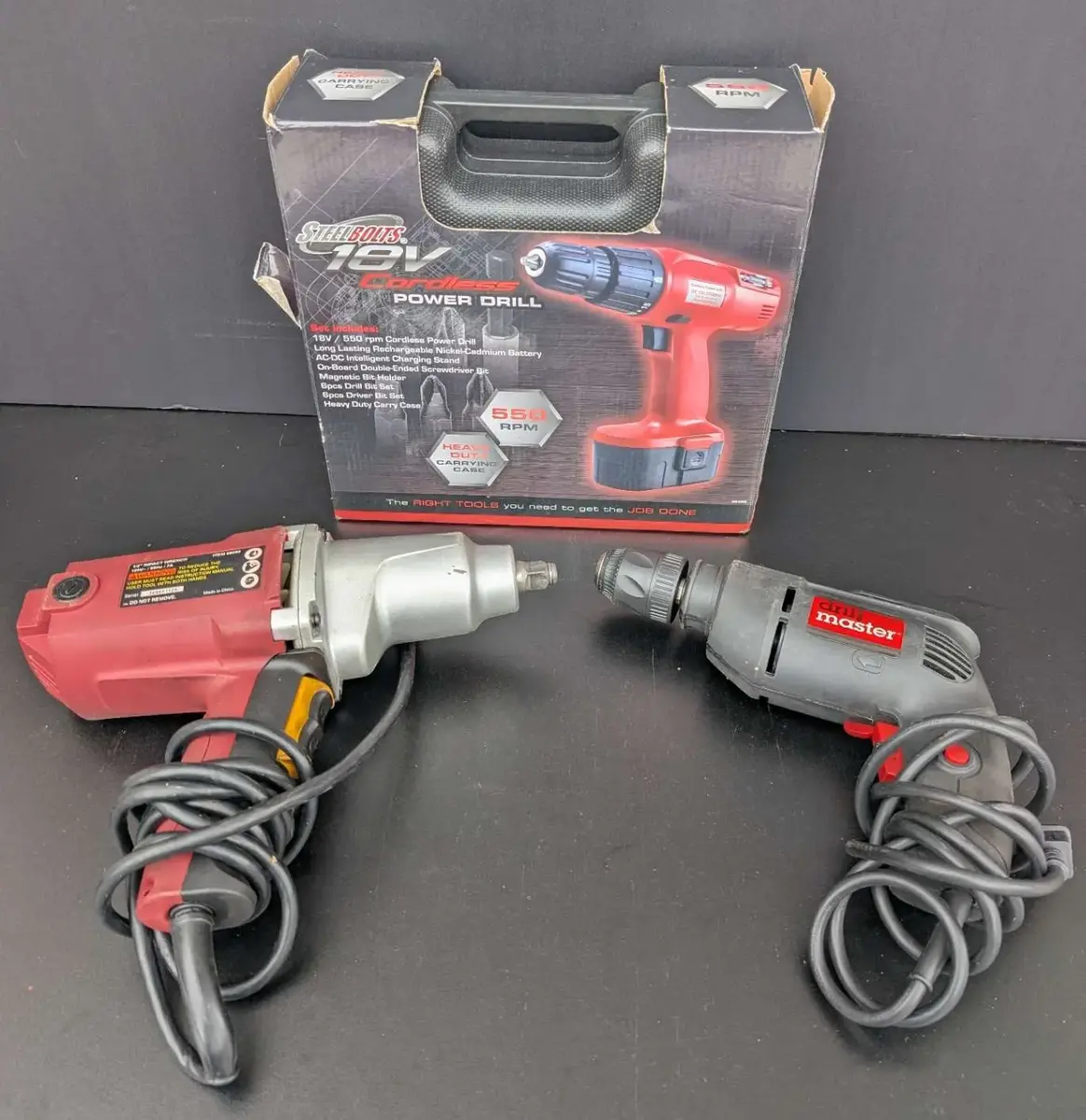3-Piece Power Drill & Impact Wrench Lot with SteelBolts Cordless Drill Set