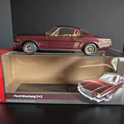Auto World 1965 Ford Mustang 2+2 1:18 Die Cast Model with Box