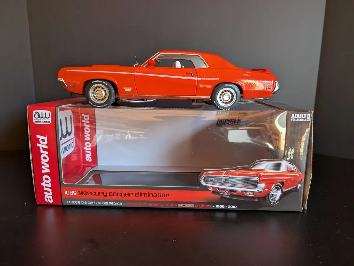 Auto World American Muscle 1:18 Scale 1969 Mercury Cougar Eliminator Boss 302 Die-Cast Model