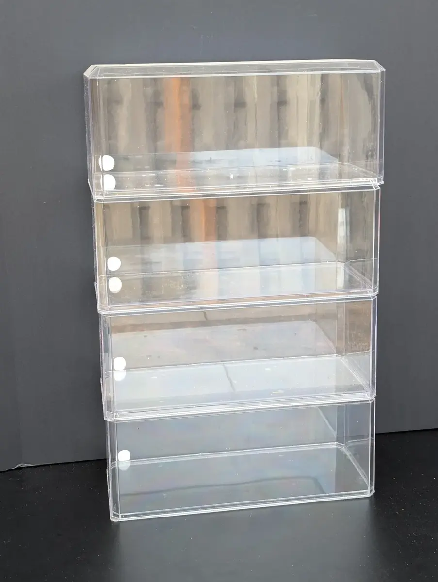 4 Clear Acrylic Model Car Display Cases with Removable Covers C