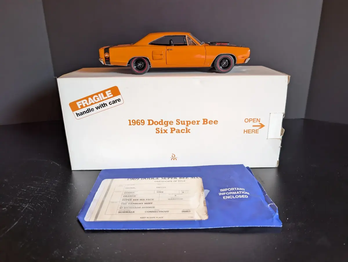 Danbury Mint 1969 Dodge Super Bee Six Pack Die-Cast Model with Box & Certificate