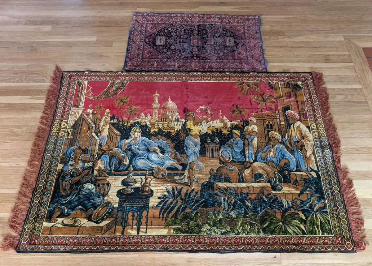 Turkish Handmade Tapestry Rug & Vintage Persian-Style Accent Rug