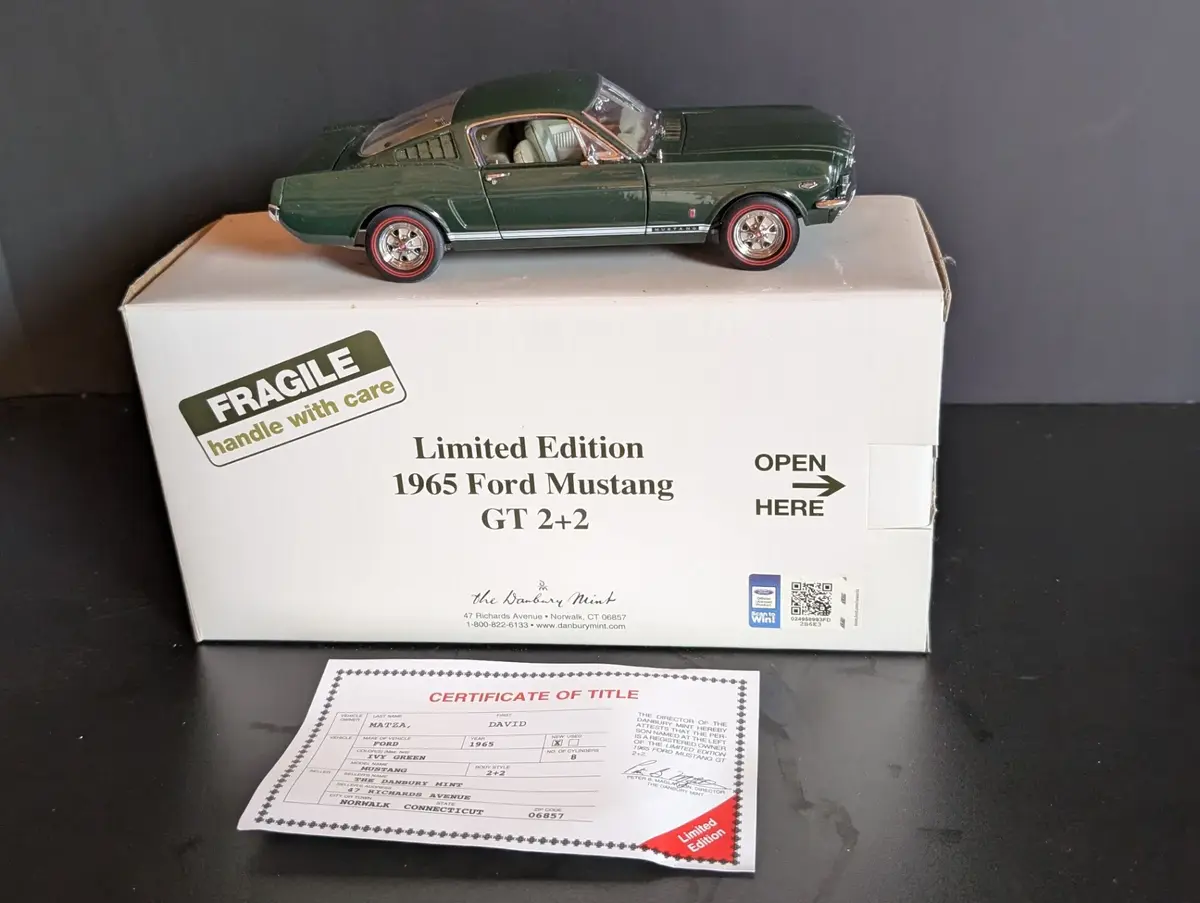 Danbury Mint Limited Edition 1965 Ford Mustang GT 2+2 Die-Cast Model
