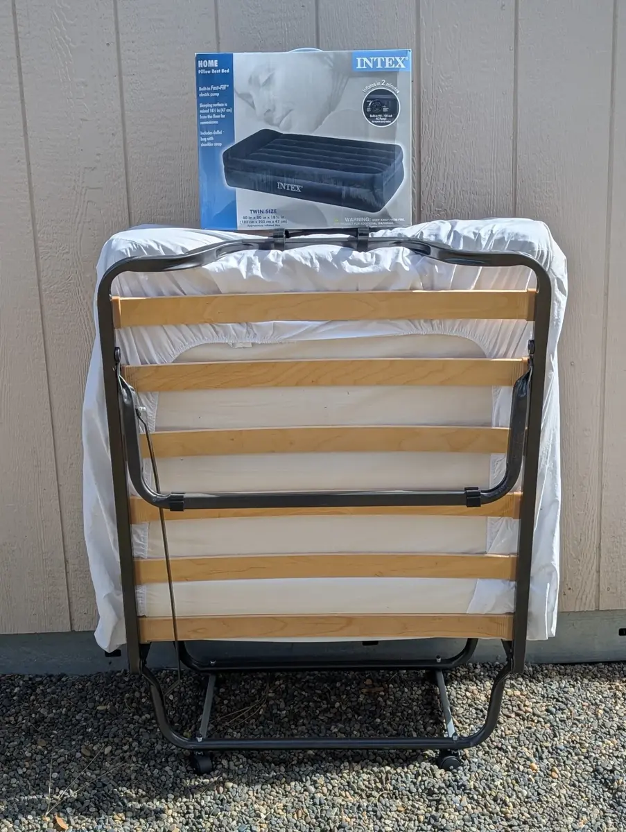 Rollaway Twin Bed with Intex Pillow Rest Air Mattress