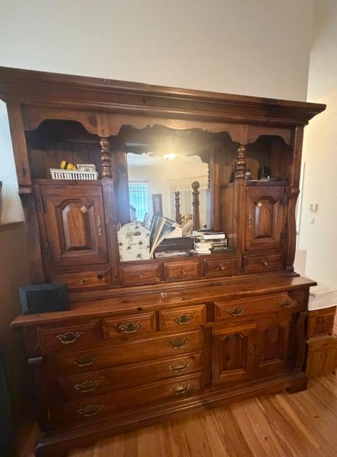 Over sized Queen bedroom set dresser with hutch 2 of 3