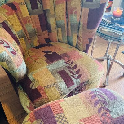 Sale Photo Thumbnail #8: Post Modern Clamshell Chairs-facing pair