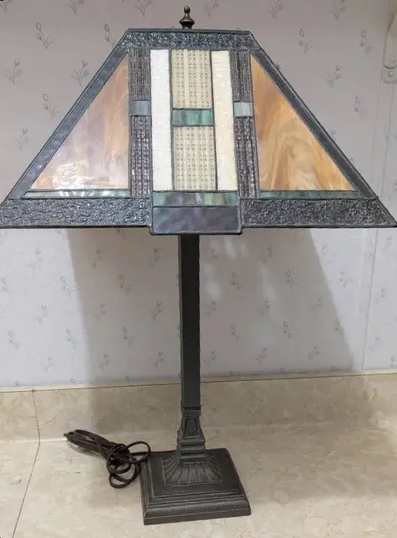Mission Style Slag Glass Lamp