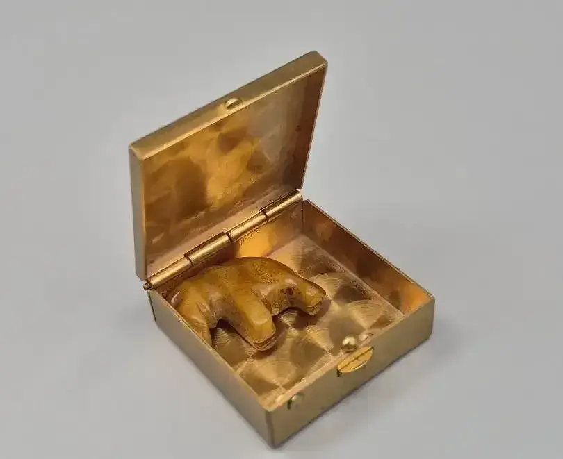 "Good Luck" Pill Box and Carved Elephant