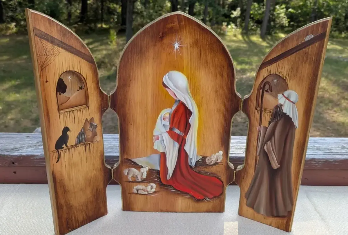 Painted Nativity Triptych