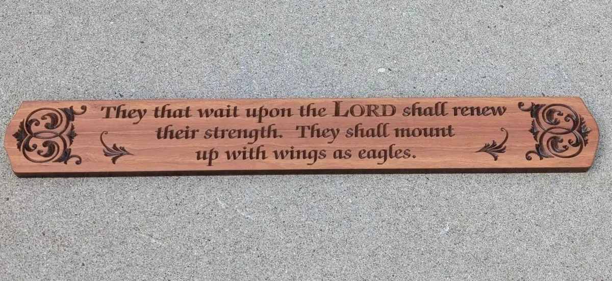 Amish Isaiah 40:31 Cherry Wood Carving 