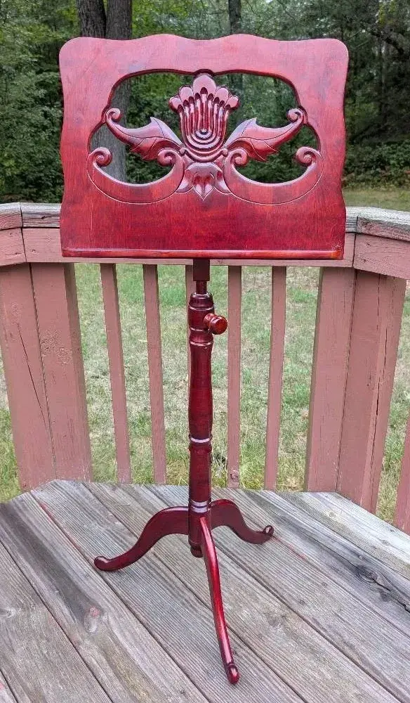 Carved Wood Music Stand