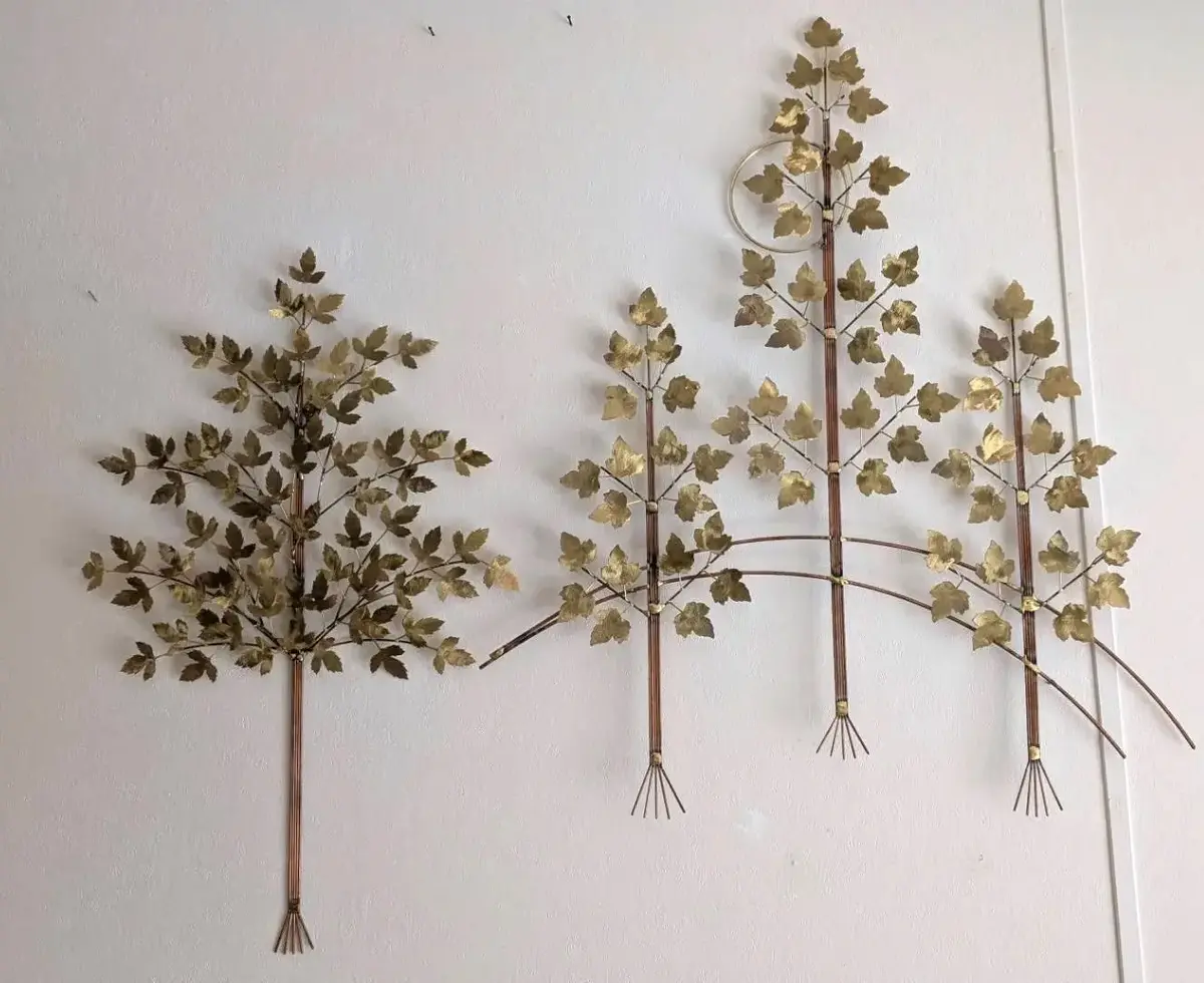 1970s Mixed Metal Tree Wall Sculptures