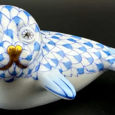 Herend Hand Painted Porcelain Blue Seal