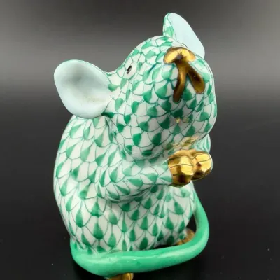 Herend Hand Painted Porcelain Mouse 