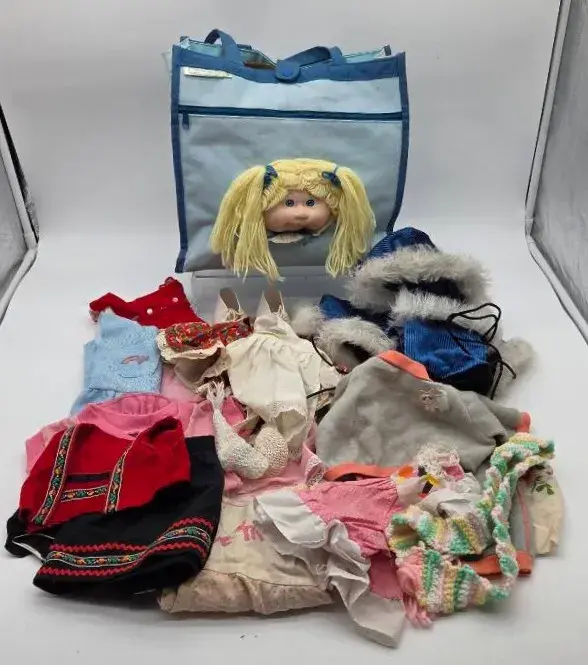 Cabbage Patch Bag & Assorted Doll Clothes