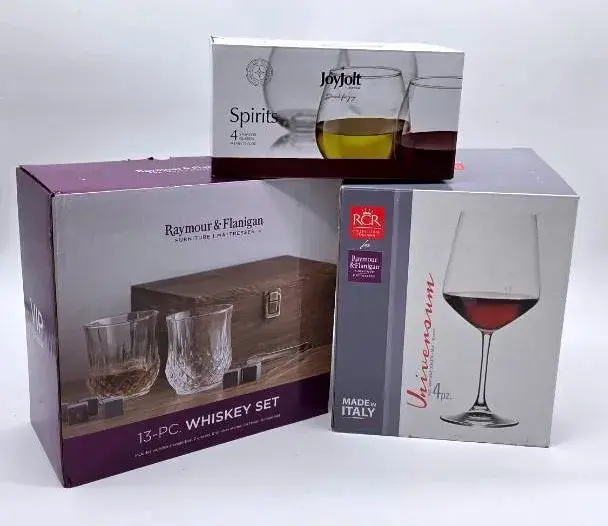 (3) Sets of Boxed Glassware 