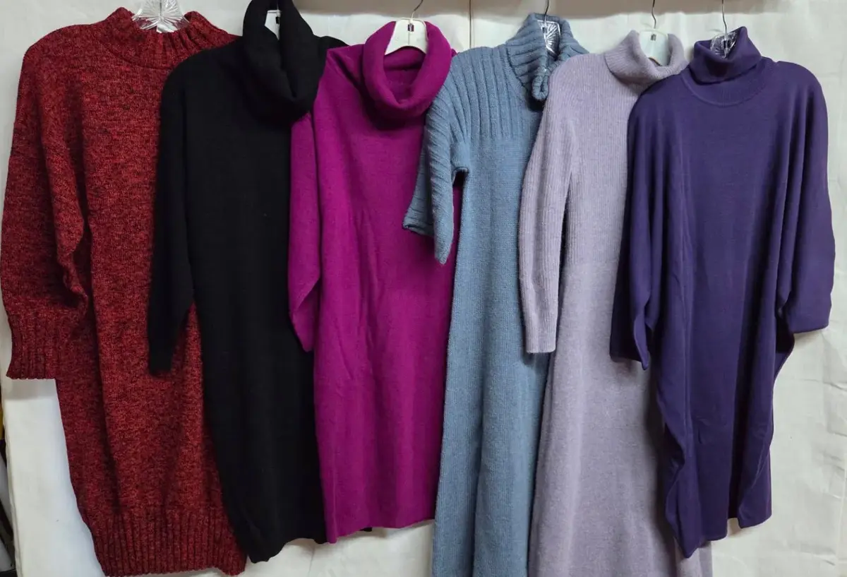 (6) Vintage High Neck Sweater Dresses