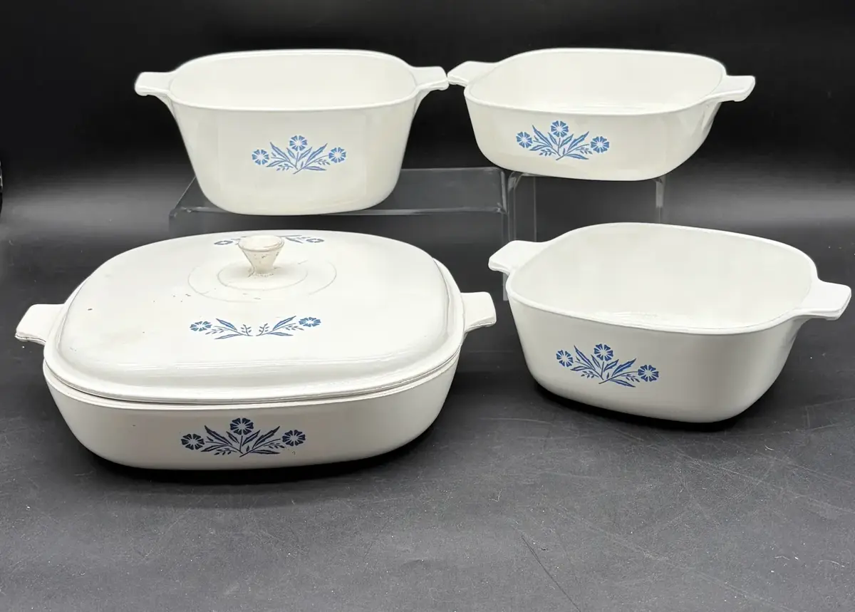 (4) Pieces of Cornflower Corning Ware