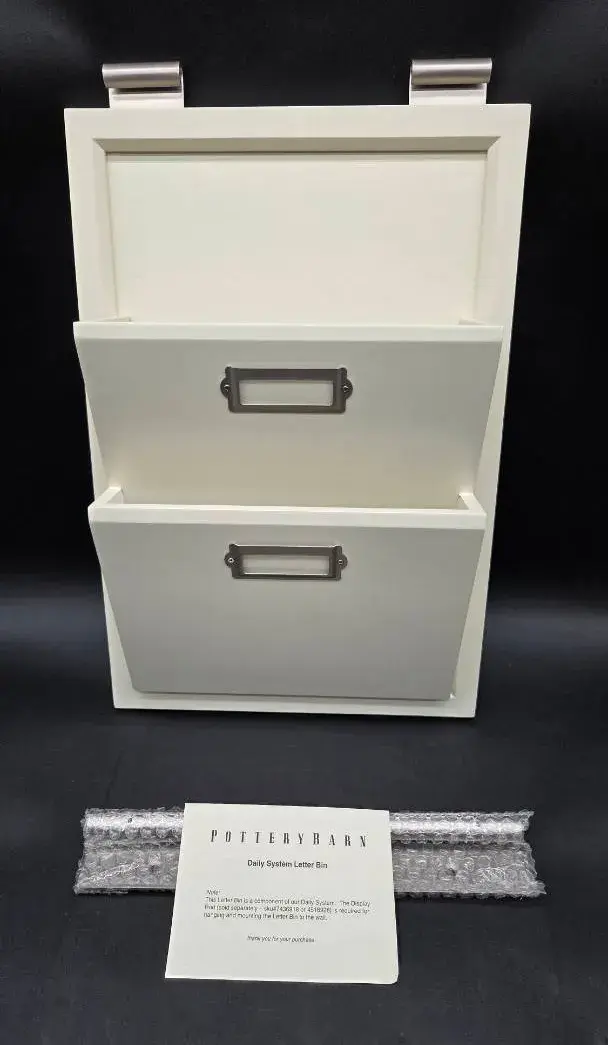 Pottery Barn Daily System Letter Bin w/ Rail- NEW 