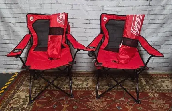 (2) Red Coleman Camping Chairs 