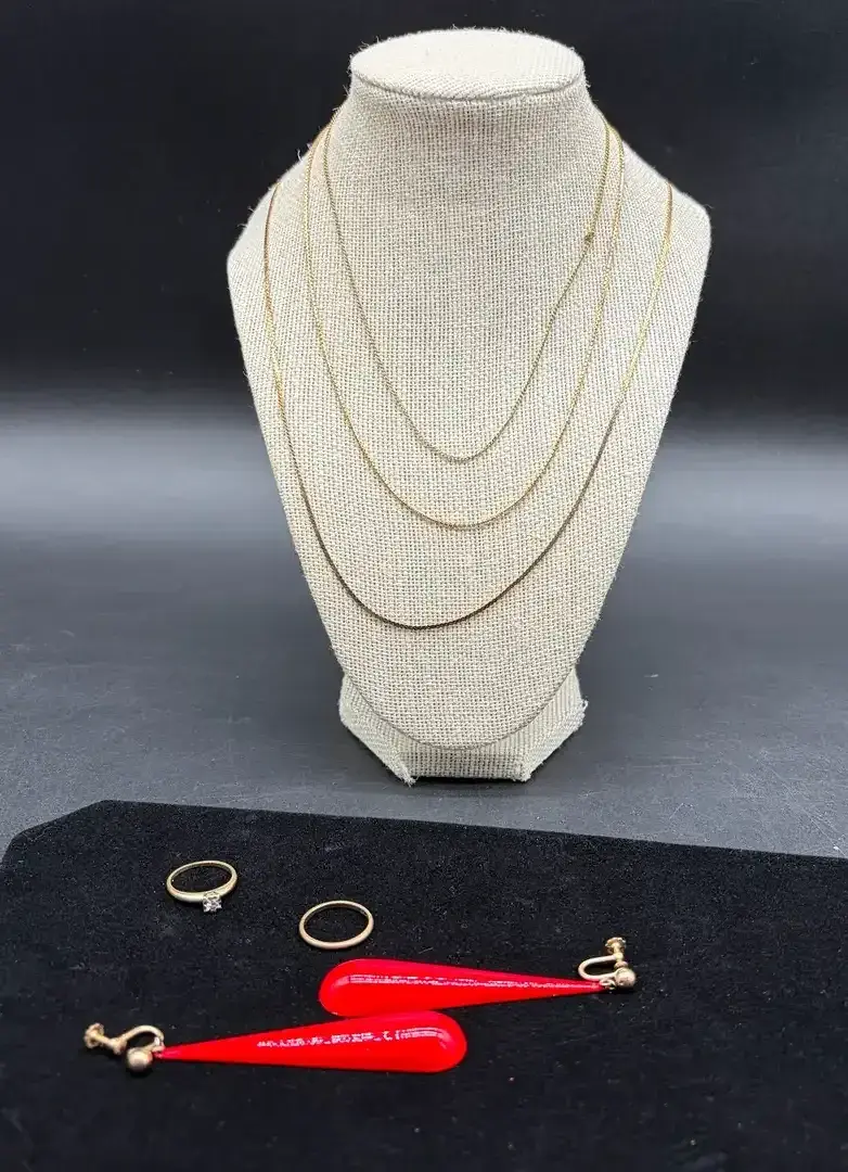 Gold Jewelry & (1) Sterling Silver Necklace