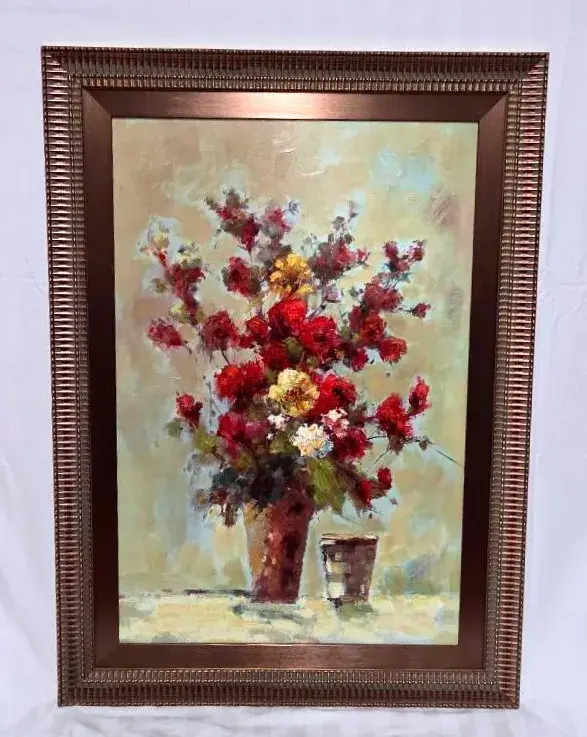 Large Nicely Framed Floral Painting 