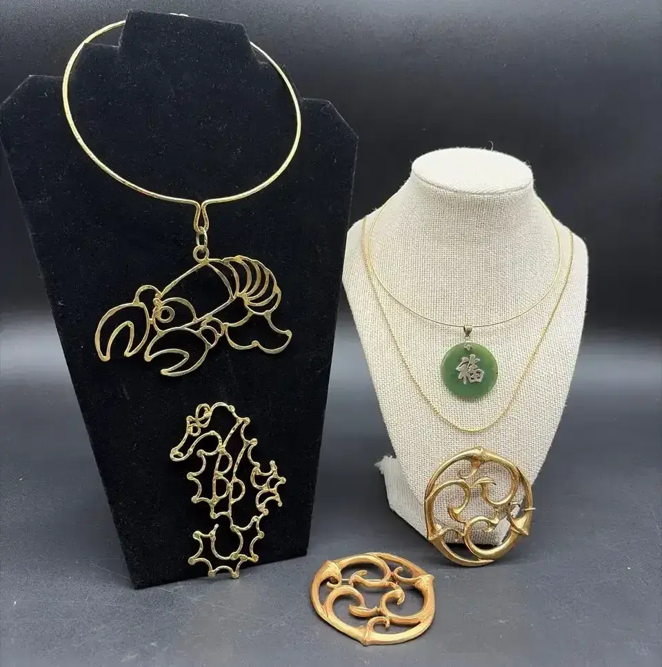 (3) Costume Necklaces & (3) Brooches