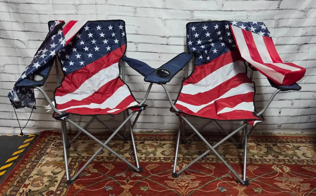 (2) American Flag Camping Chairs 