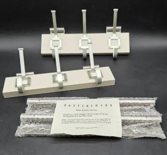Pottery Barn Daily System Wall Hooks w/Rails- NEW 