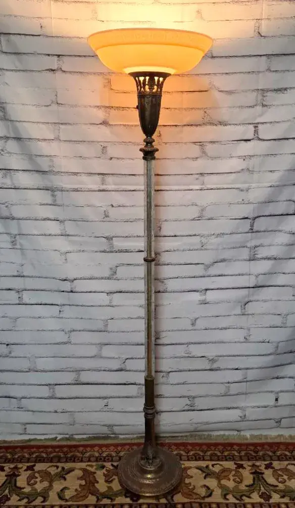Vintage Art Deco Style Torchiere Floor Lamp