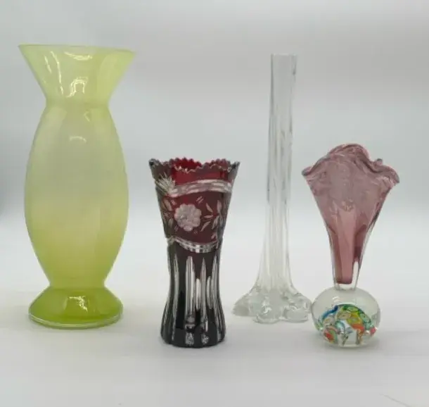 (4) Vintage Art Glass Vases- Ardalt Poland 
