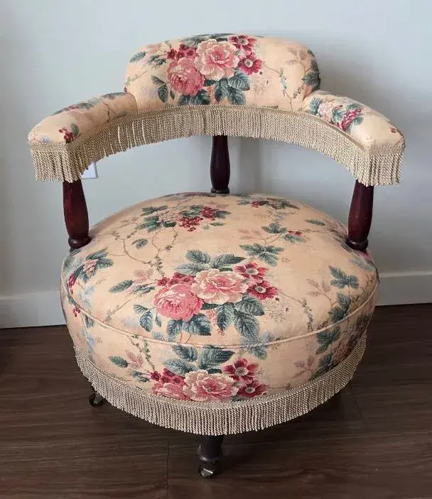 Vintage Floral Chair with Fringe Detail 