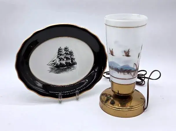 Vintage Table Lamp & Jackson China Platter