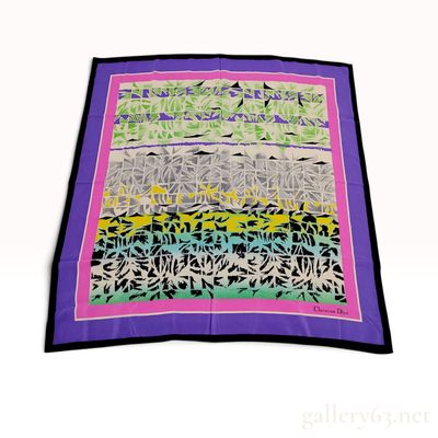 Vintage Christian Dior Abstract Graphic Print Silk Carre 90