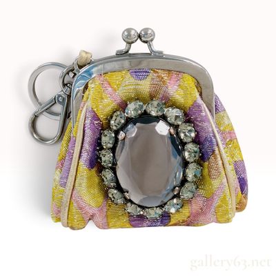 Miu Miu Jeweled Brocade Coin Purse Keychain with Box