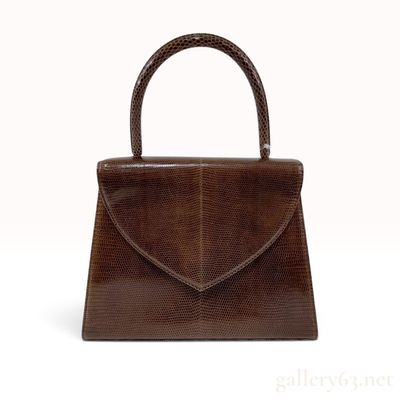 Vintage Yves Saint Laurent Brown Lizard Top Handle Bag