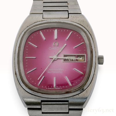 Vintage Omega Seamaster Automatic Fuchsia Dial Stainless Steel Wristwatch