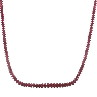 18K Gold Graduated Ruby Bead Necklace