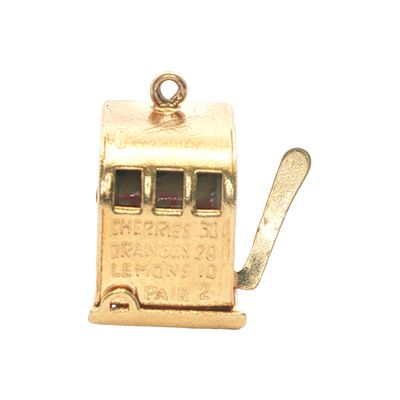 14K Gold Articulated Slot Machine Charm
