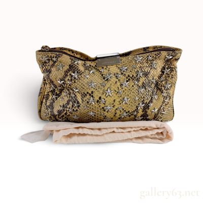 Jimmy Choo Star Studded Python Skin Zulu Clutch