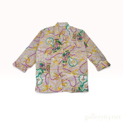 Celine Alchemical and Astrological Print Lavender Cotton Pajama Shirt Size M