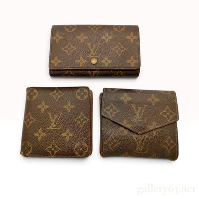 Three Vintage Louis Vuitton Monogram Coated Canvas Wallets