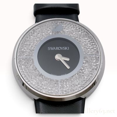 Swarovski Crystalline Black Leather Watch with Box